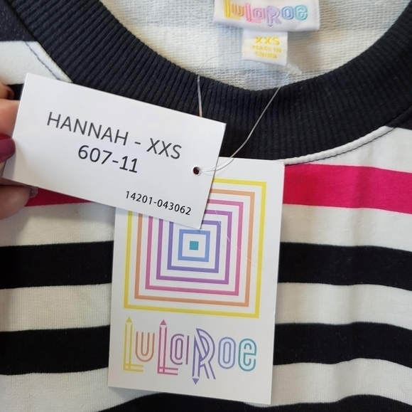 NWT Lularoe XXS Hannah crew striped pullover Top - Picture 3 of 13